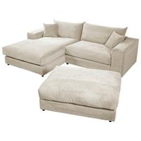 Ecksofa Funny S Links Creme mit Hocker B: 265 cm - Creme/Schwarz, Basics, Textil (180/265cm) - Livetastic