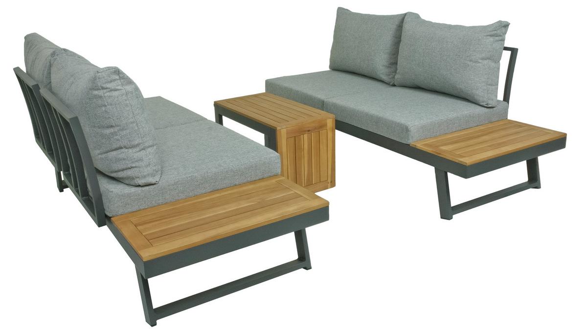 Loungegarnitur Felice - Schwarz/Braun, Basics, Holz/Kunststoff - Gardenson