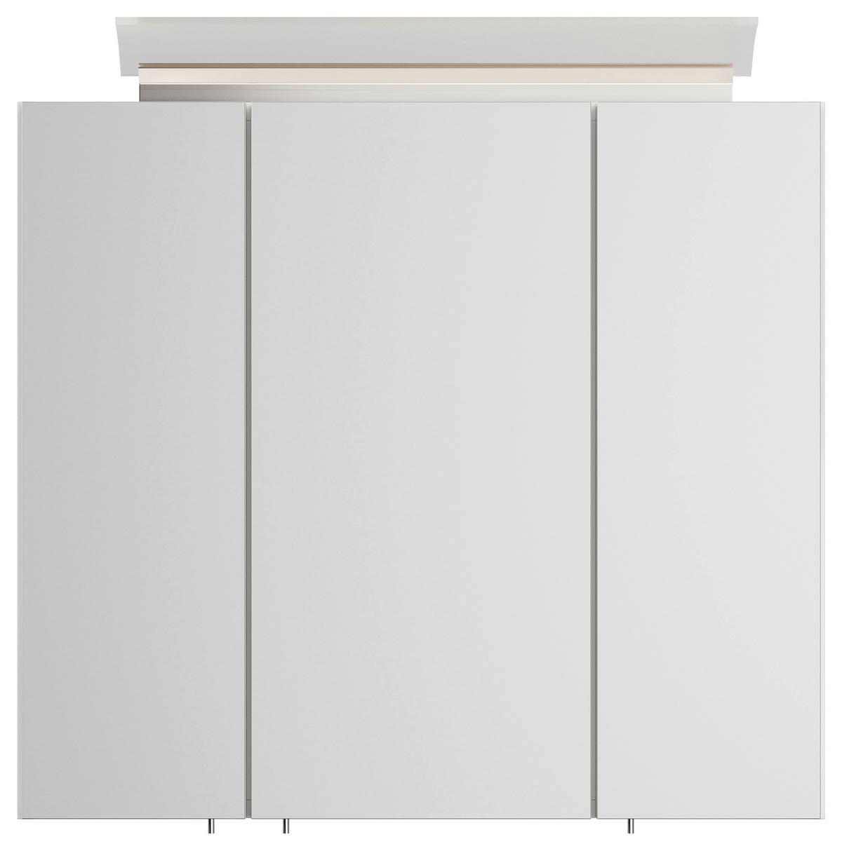 Spiegelschrank Weiß Hochglanz B: 70 cm - Weiß Hochglanz, MODERN, Glas/Holzwerkstoff (70/62/17cm) - MID.YOU