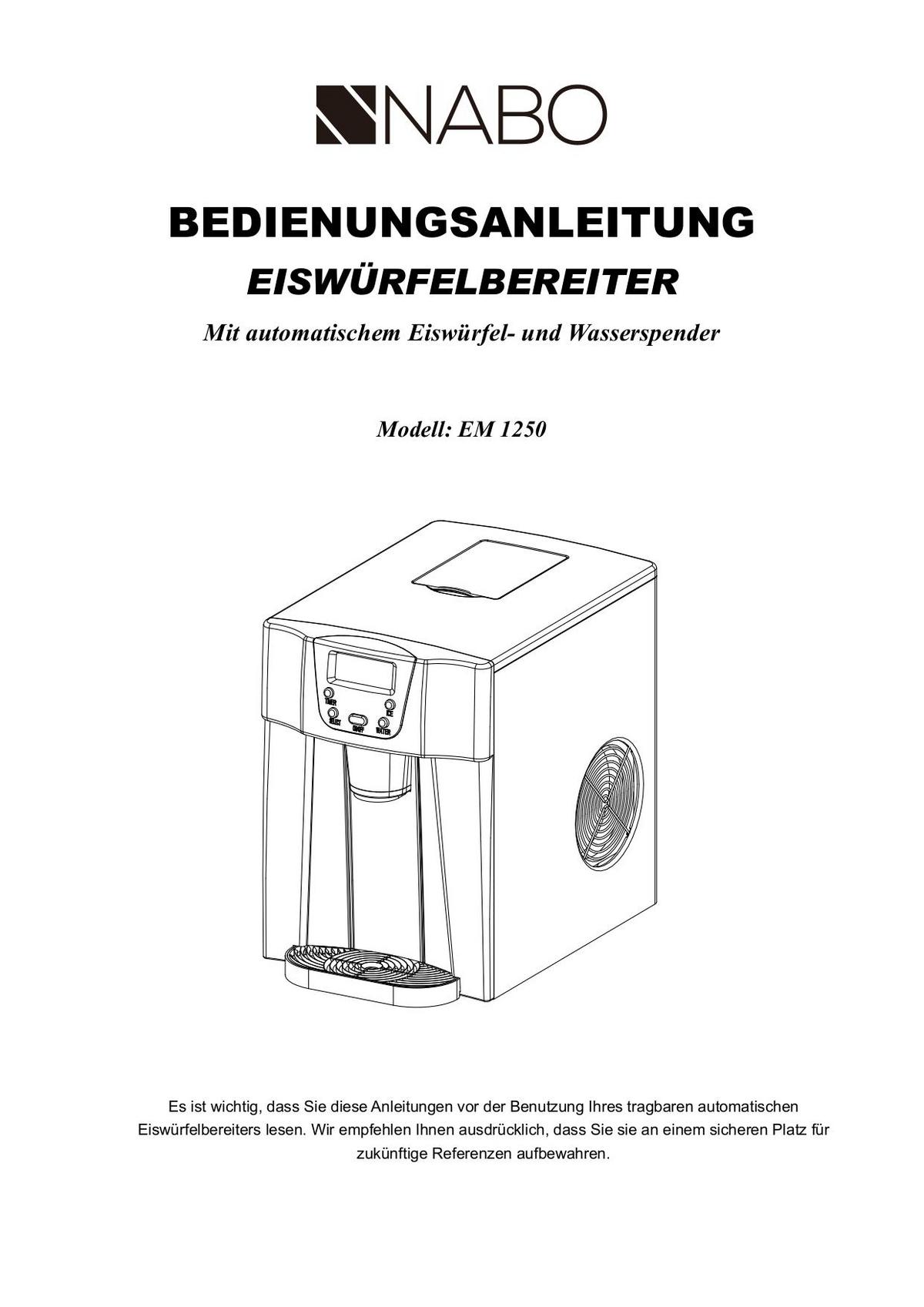 Eiswürfelmaschine Nabo Em 12 Kg/24 H mit LED-Anzeige - Schwarz, MODERN, Kunststoff/Metall (25,2/38,9/36,3cm)