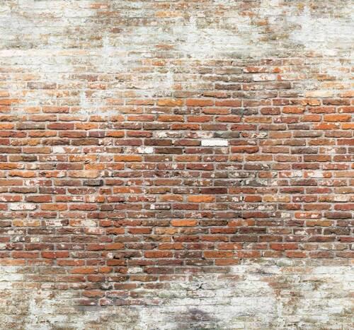 Fototapete Backsteinmauer Braun - Dunkelorange, Basics, Papier/Kunststoff (300/280/11cm)