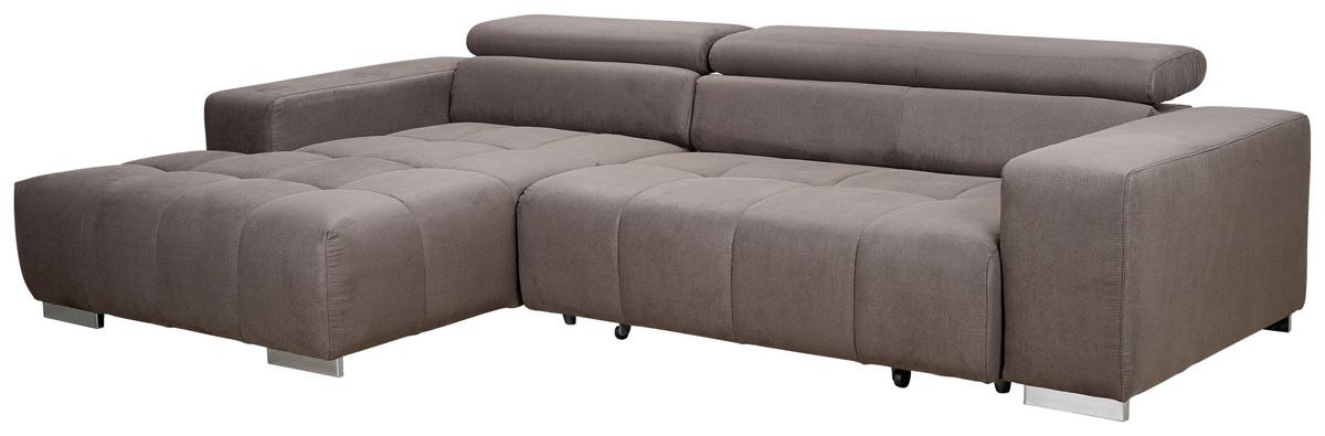 Ecksofa Mit Relaxfunktion Orion Graubraun Mikrofaser - Graubraun/Silberfarben, KONVENTIONELL, Textil (186/307cm) - Livetastic