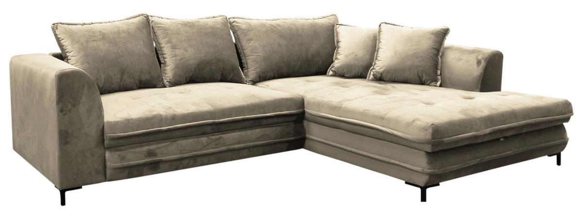 Eckschlafsofa Bello Beige Mit Schlaffunktion Ottomane Rechts - Beige/Schwarz, Design, Textil (277/187cm) - Livetastic