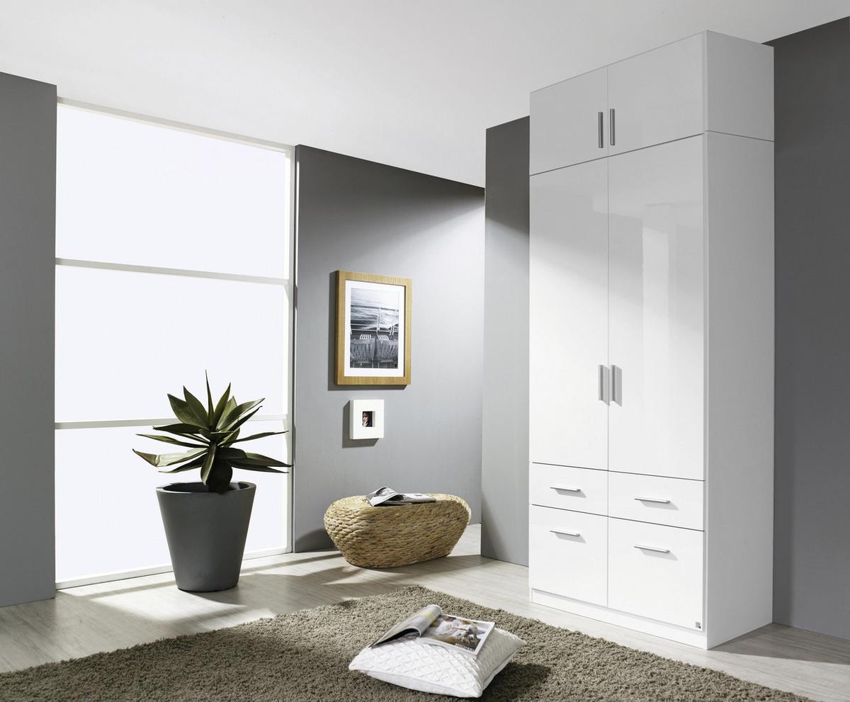NÁSTAVEC NA ŠATNÍ SKŘÍŇ KE  2-DV. SKŘÍNI  CELLE - bílá/vysoce lesklá bílá, Moderní, dřevo/plast (91/40/54cm)