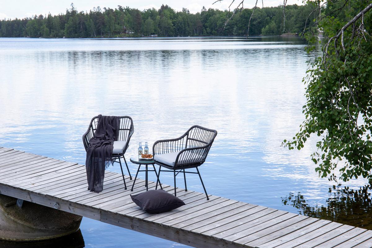 Balkonset Viga - Schwarz, KONVENTIONELL, Kunststoff/Metall - Gardenson