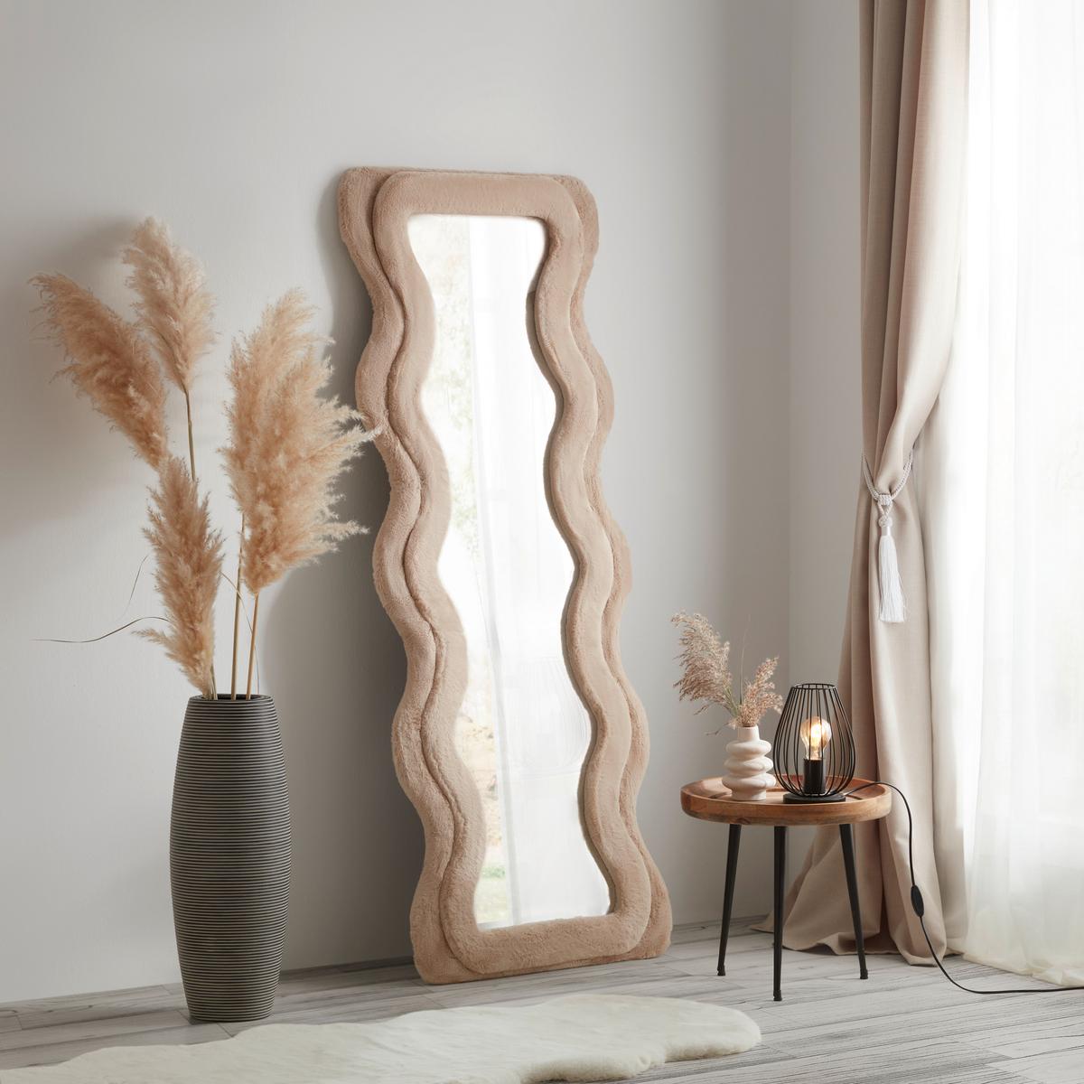 Zrkadlo SUKI béžová - taupe, Romantik / Landhaus, kompozitné drevo/textil (60/160/4cm) - Premium Living