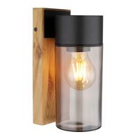 Außenleuchte 31975 - Schwarz, Natur, Glas/Metall (9/22,5cm) - Globo