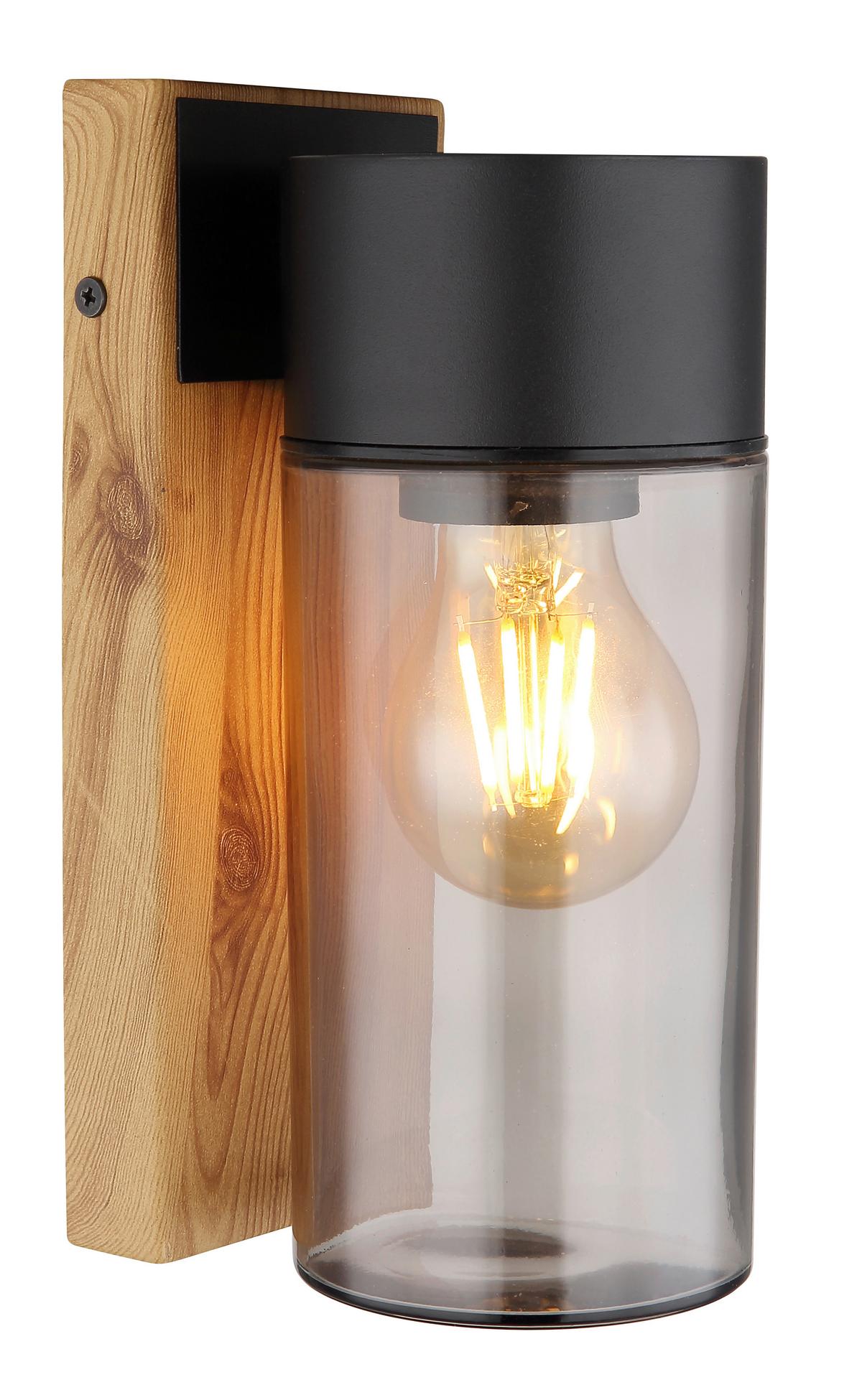 Außenleuchte 31975 - Schwarz, Natur, Glas/Metall (9/22,5cm) - Globo