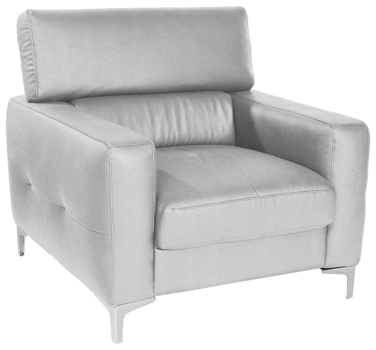 Polstersessel Sammy Hellgrau - Chromfarben/Hellgrau, Design, Textil (99/78-92/106cm) - Livetastic