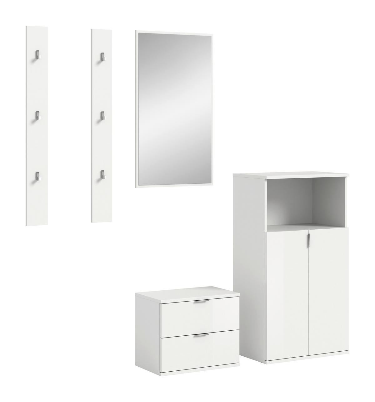 Garderobe Projekt X Weiß B: 179 cm - Weiß Hochglanz/Weiß, Design, Holzwerkstoff (179/193/37cm) - Livetastic