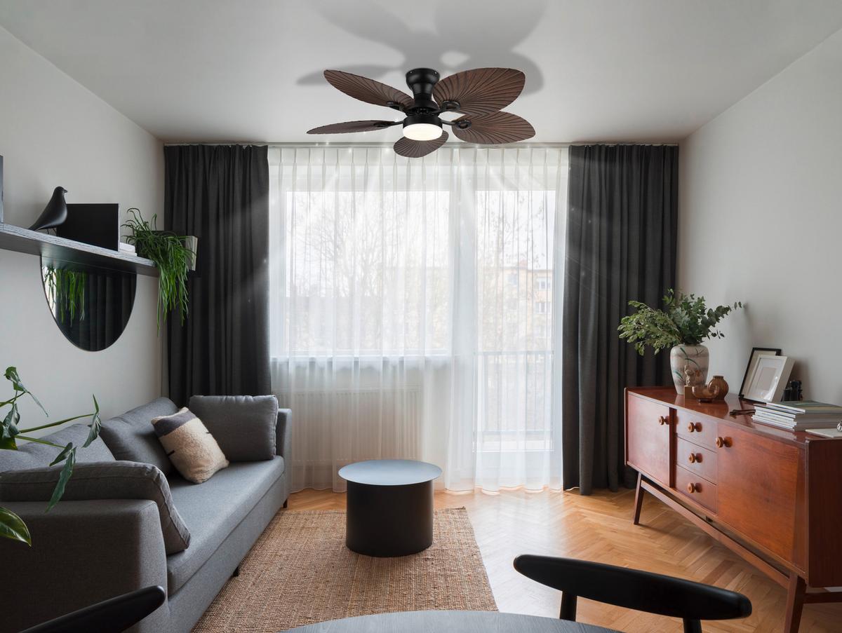 Deckenventilator Opal Schwarz D: 107 cm - Opal/Schwarz, KONVENTIONELL, Kunststoff/Metall (107/28,5cm) - Globo