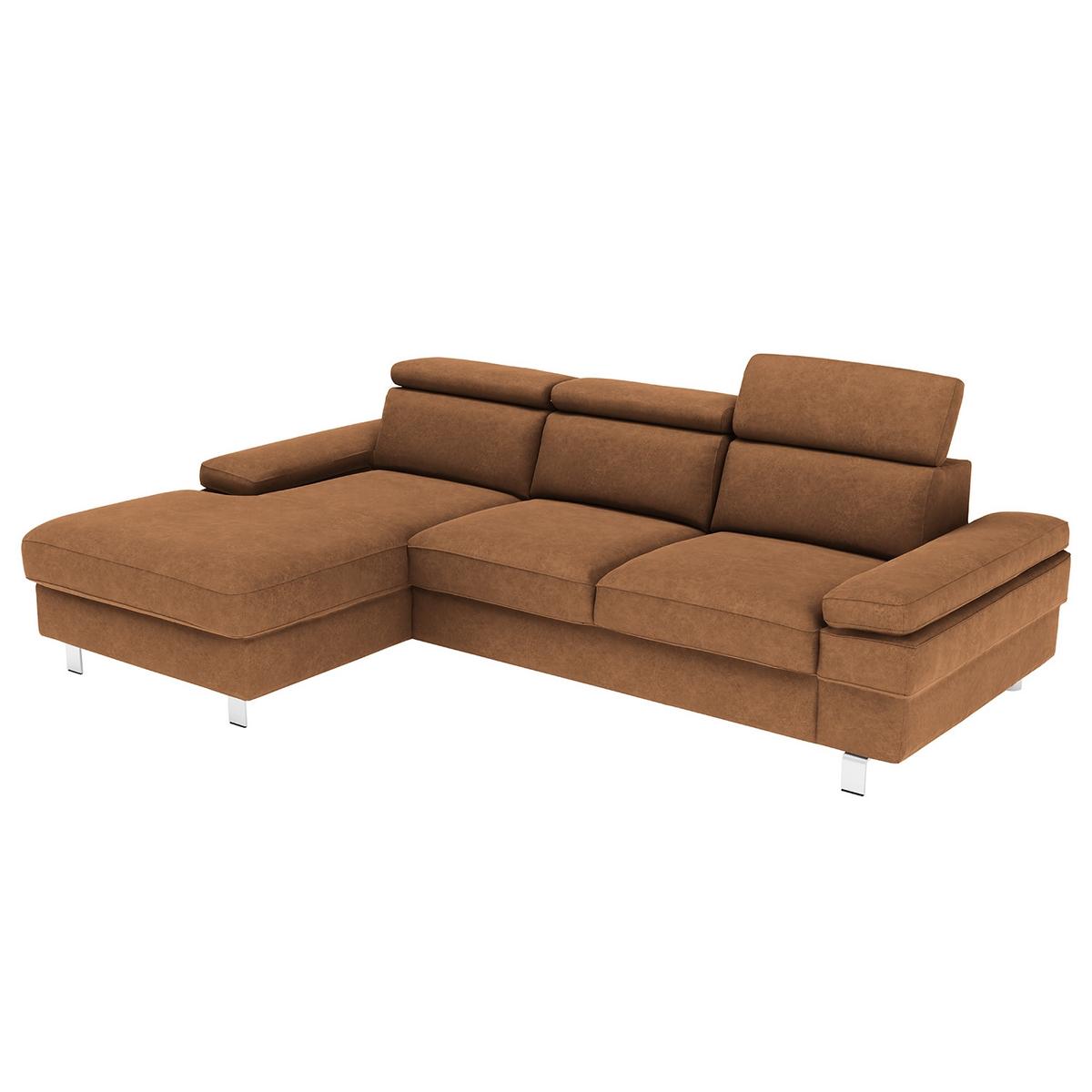 Ecksofa Elvis, Braun S: 182x259 Cm - Silberfarben/Braun, KONVENTIONELL, Textil (182/259cm) - Trendmanufaktur