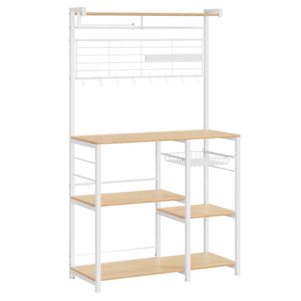 Regal Kitchen Shelf - Eichefarben/Weiß, MODERN, Holzwerkstoff/Metall (90/167/42cm) - MID.YOU