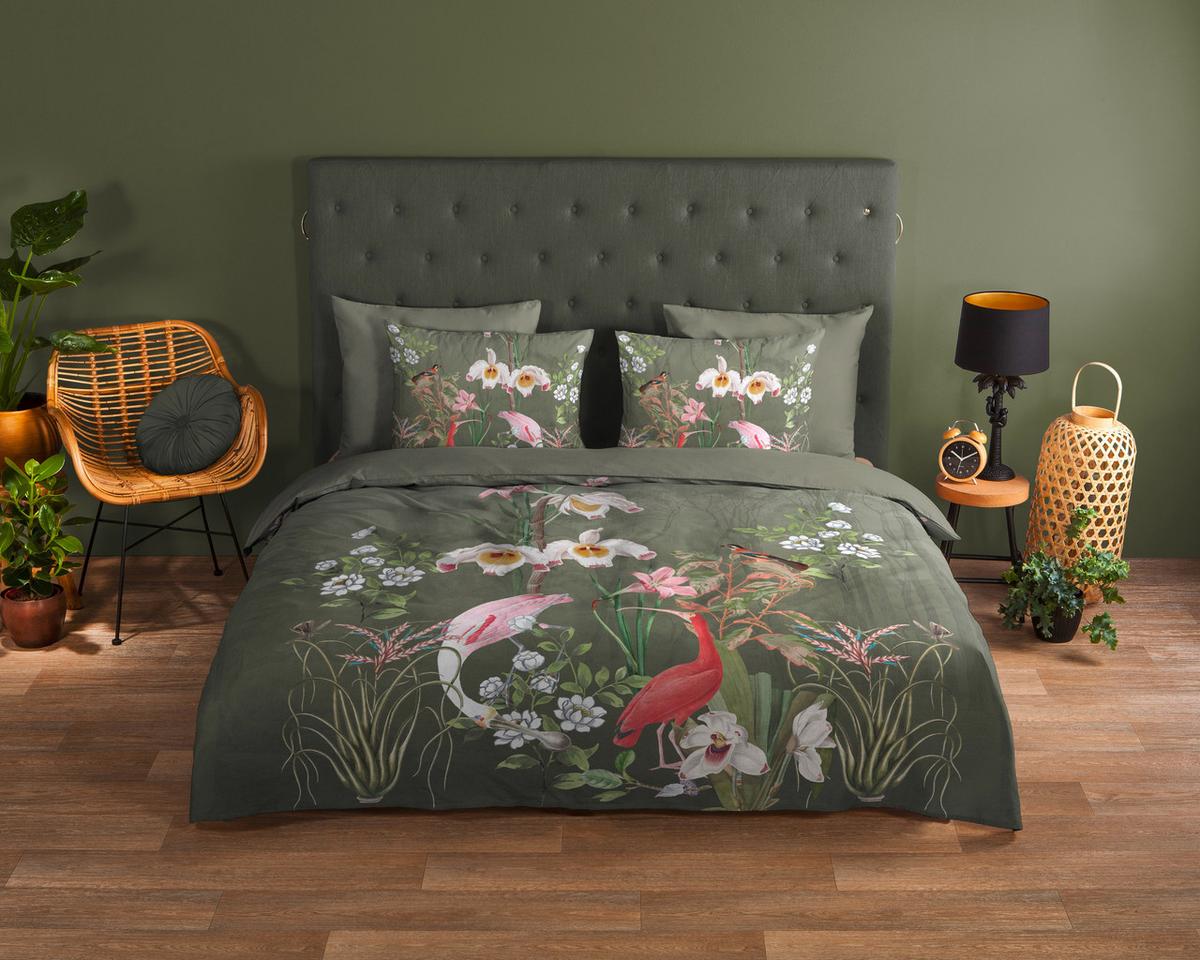 Bettwäsche Lesli  140x200 cm Grün Olivgrün Jadegrün - Jadegrün/Olivgrün, LIFESTYLE, Textil (140/200cm)