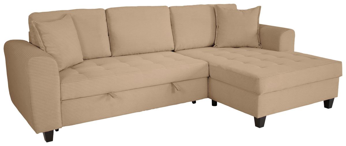 Ecksofa Moritz Karamell S: ca. 265x155 cm - Beige, Trend, Textil (265/155cm)