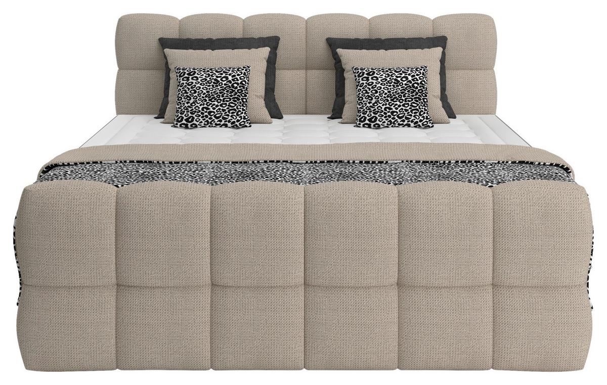 BOXSPRINGBETT inkl. Bettkasten 120x200 - Beige/Schwarz, Trend, Holz/Holzwerkstoff (120/200cm) - Sembella