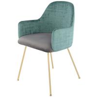 Armlehnstuhl Richard 525 Grau /Grün - Goldfarben/Grau, Design, Holz/Kunststoff (53/85/50cm) - Kayoom