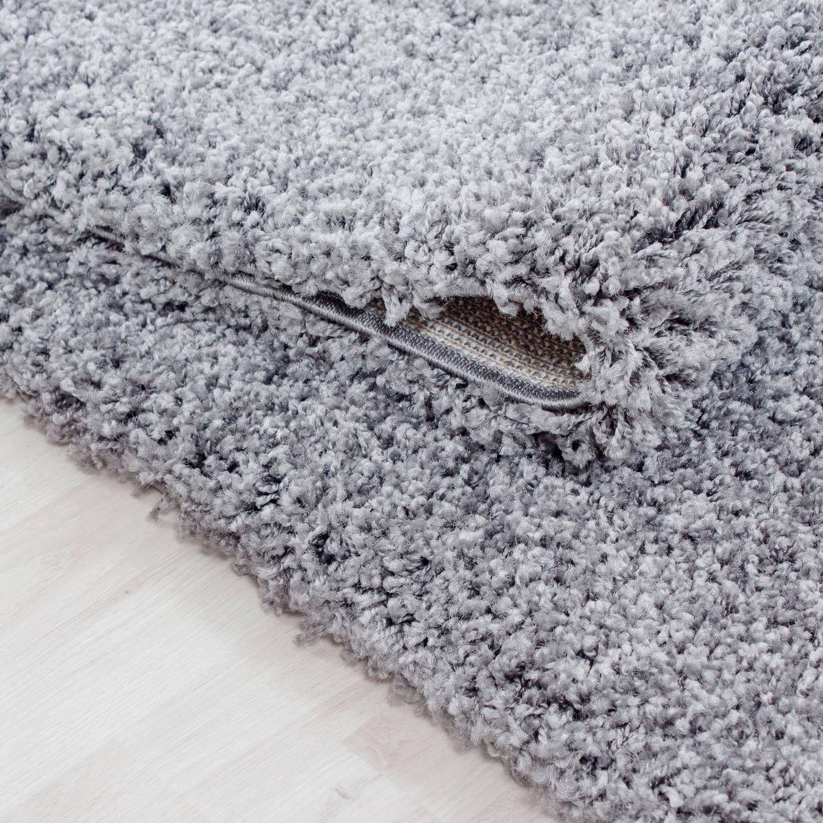 Hochflor Teppich Hellgrau Life Rund Ø 80 Cm - Hellgrau, KONVENTIONELL, Textil (80cm) - Novel