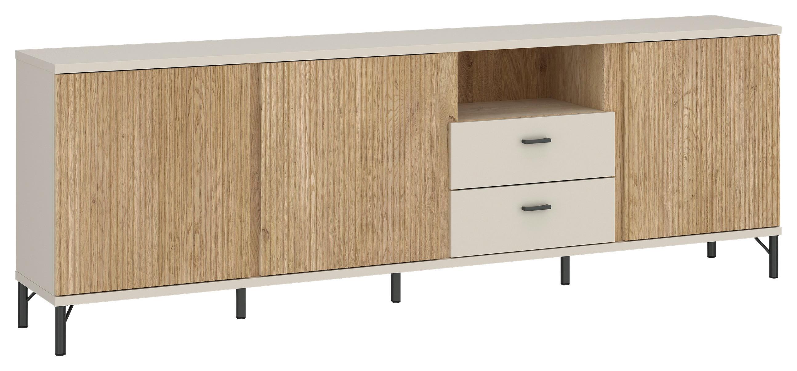 TV-Element Mosano B: 200 cm - Kaschmir/Eichefarben, Trend, Holzwerkstoff (200/70/40cm)