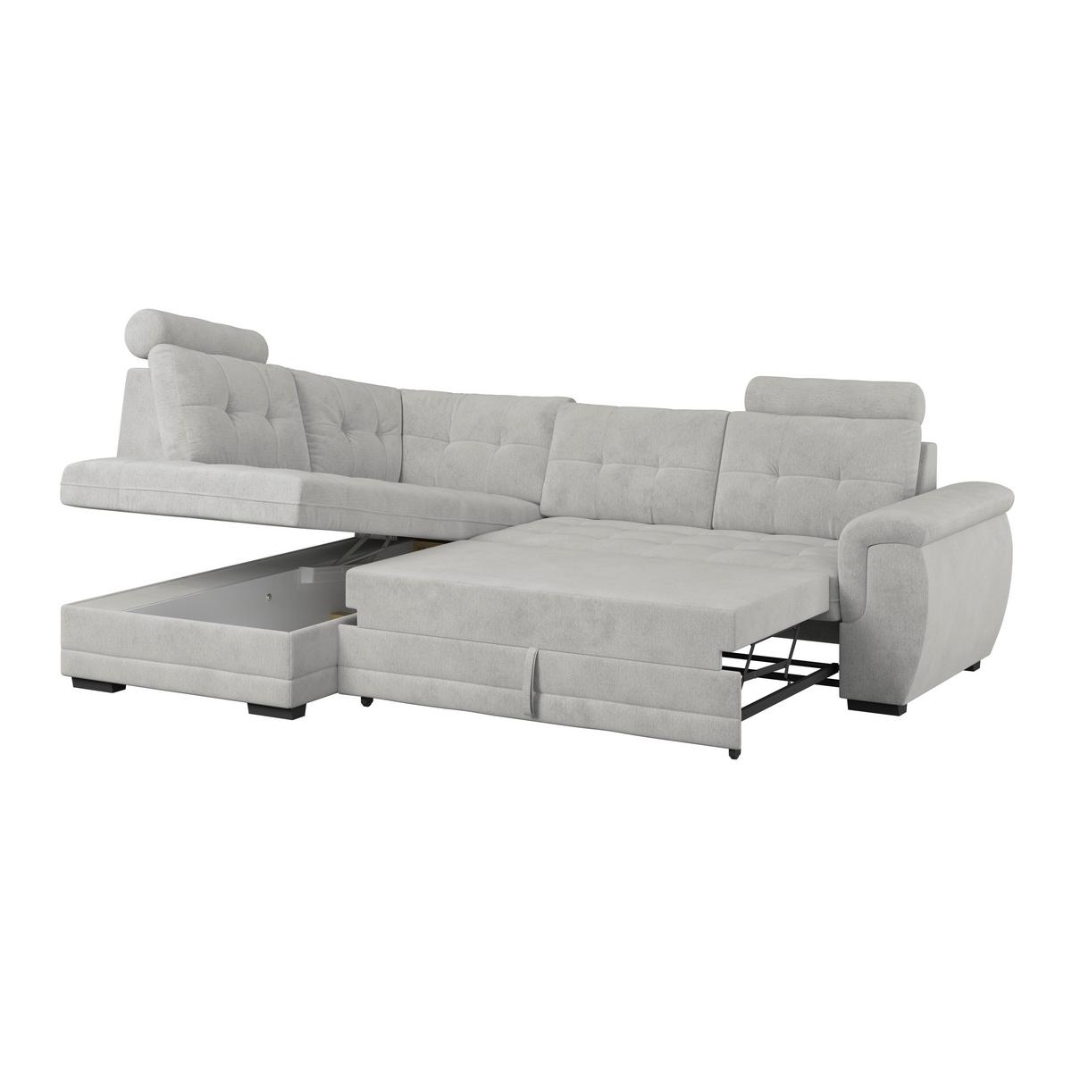 Ecksofa mit Schlaffunktion Falco new Silber 183x251 cm - Silberfarben/Schwarz, KONVENTIONELL, Textil (183/251cm) - Ondega