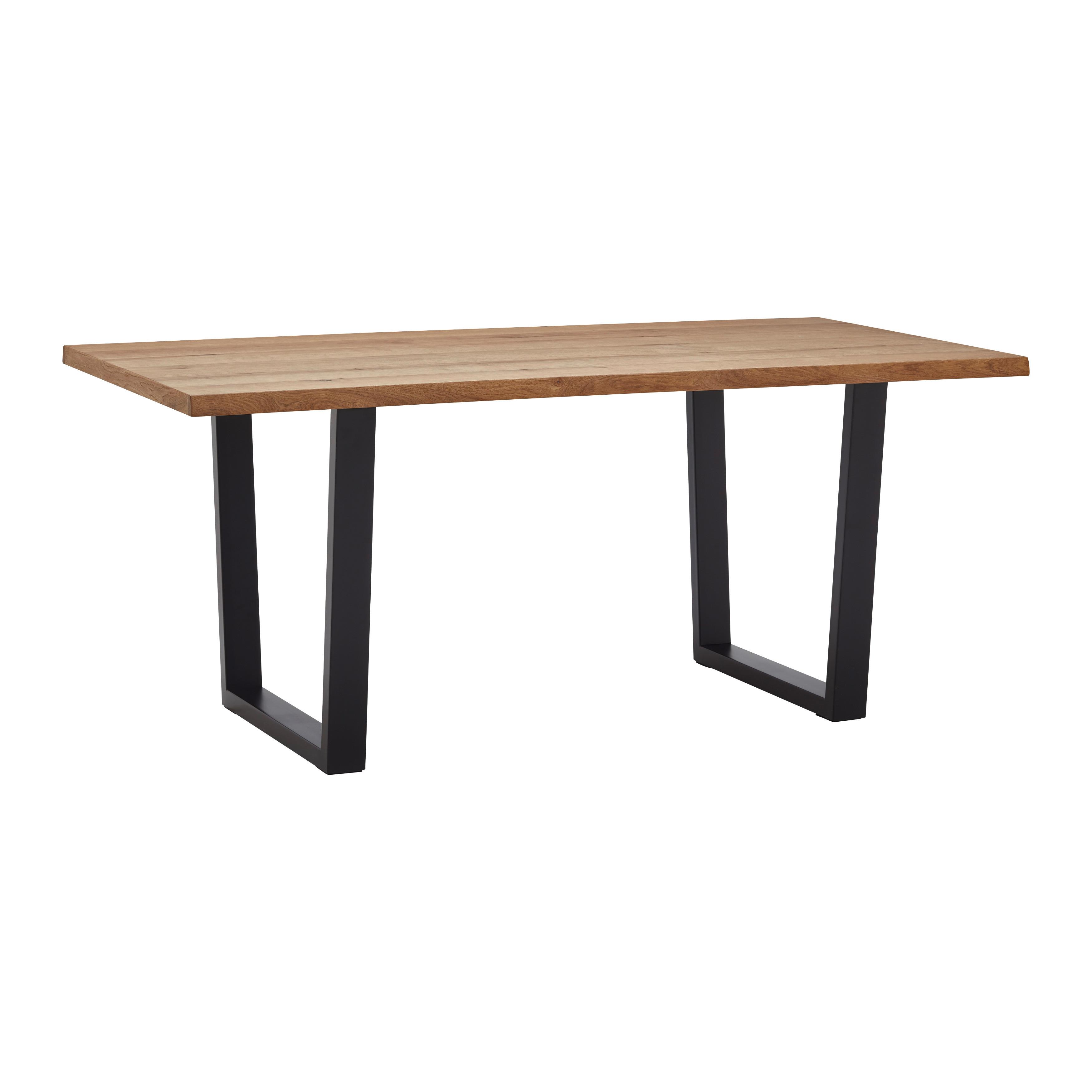 Jídelní stůl Juno 180x90 cm - černá/barvy dubu, Moderní, kov/dřevo (180/90/76cm) - Bessagi Home
