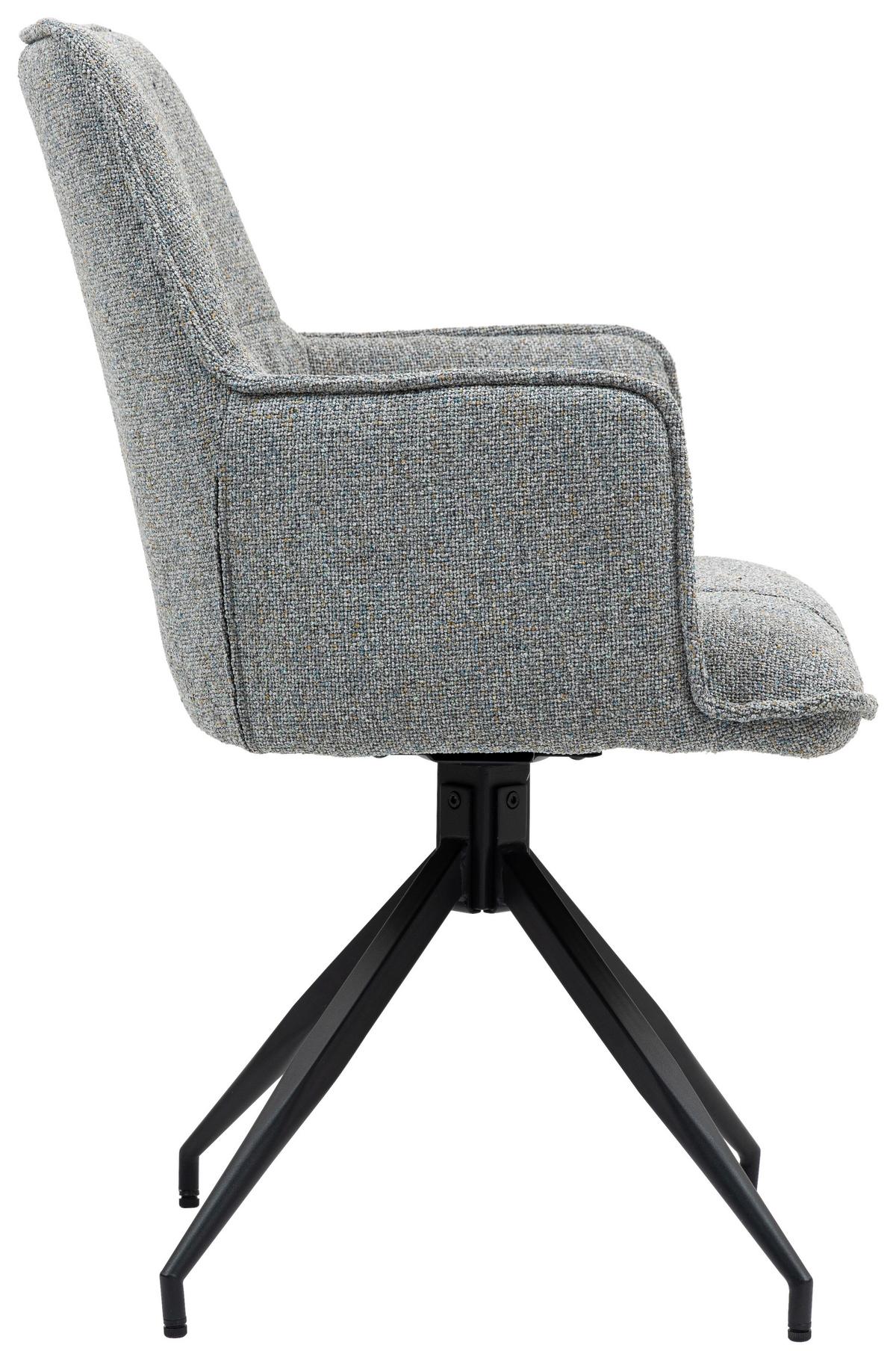 Armlehnstuhl Lilith Grau Sitzfl. 180° drehbar, B: 59cm - Schwarz/Grau, KONVENTIONELL, Textil/Metall (59/89,5/63cm) - MID.YOU