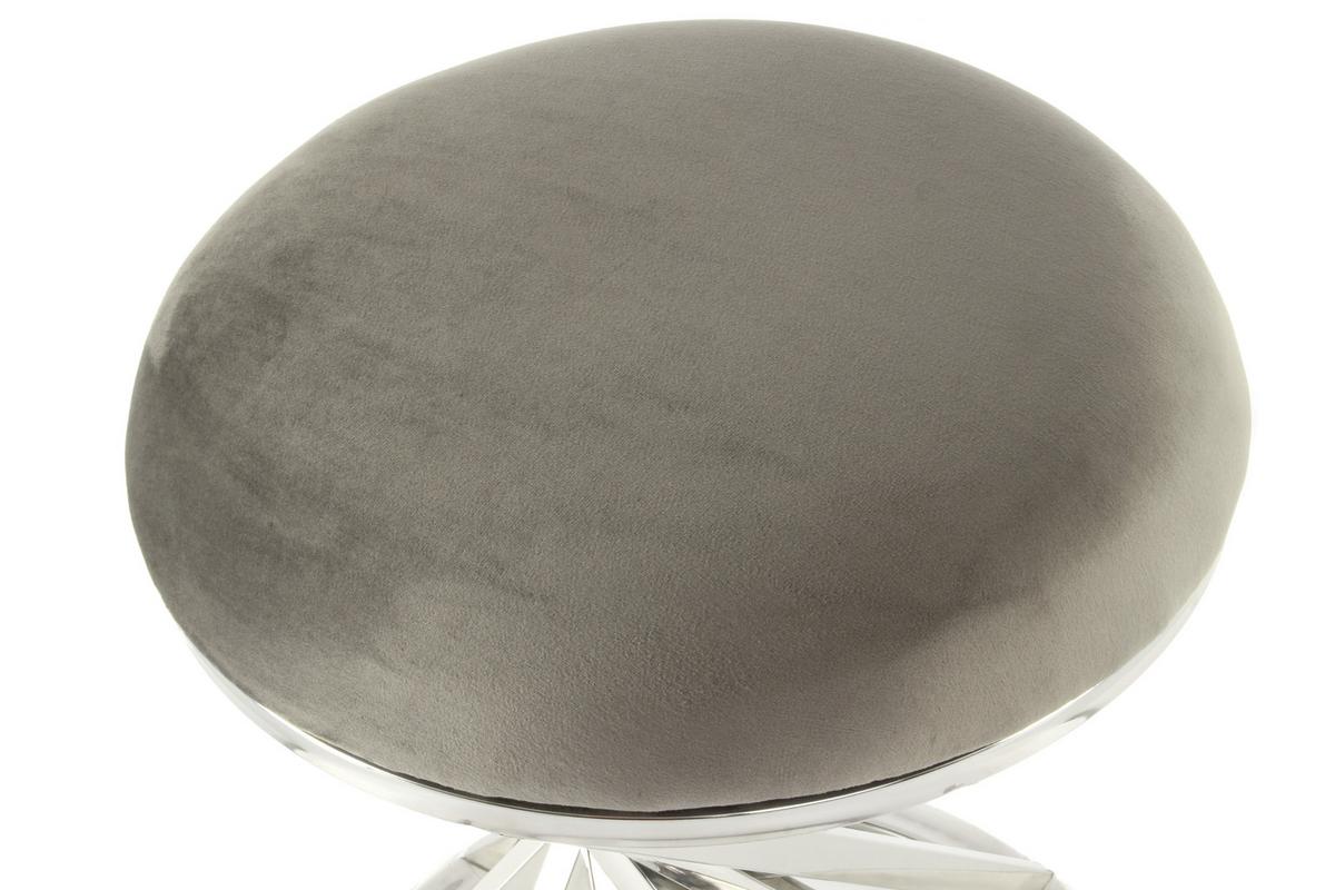 Hocker Samt/Edelstahl Grau/ Silbern Sitz Gepolstert H:49cm - Silberfarben/Grau, Trend, Textil/Metall (40/49/40cm) - Kayoom