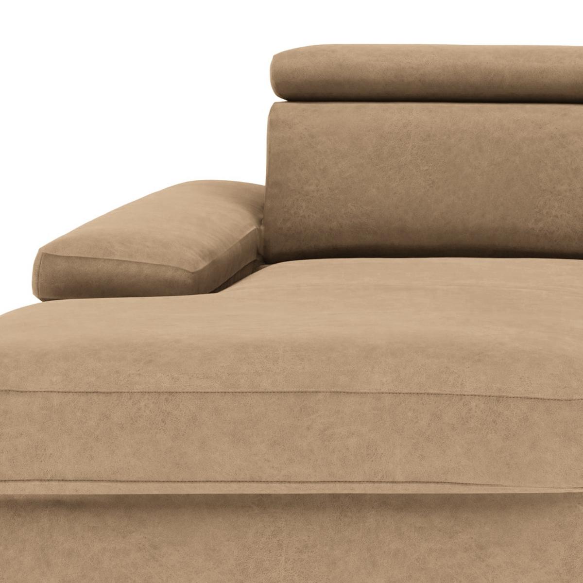 Ecksofa Elvis Sandfarben S: 182x259 Cm - Sandfarben/Silberfarben, KONVENTIONELL, Textil (182/259cm) - Trendmanufaktur