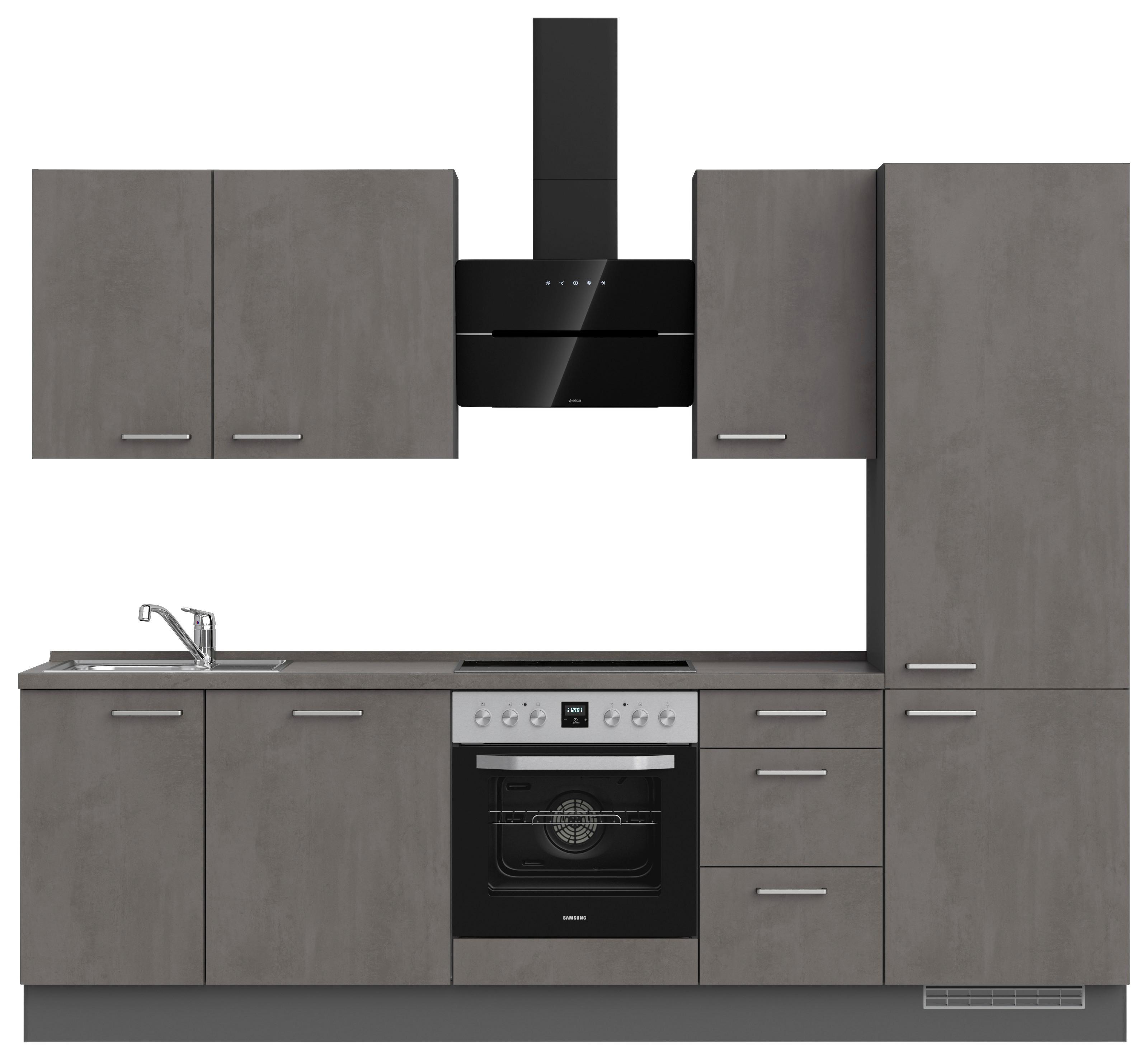 Kuchynská linka 270 cm, bridl.šedý betón/bridl.šedá - farba ušľachtilej ocele/bridlicová, Modern, kov/kompozitné drevo (270cm) - Nobilia