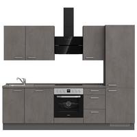 Kuchynská linka 270 cm, bridl.šedý betón/bridl.šedá - farba ušľachtilej ocele/bridlicová, Modern, kov/kompozitné drevo (270cm) - Nobilia