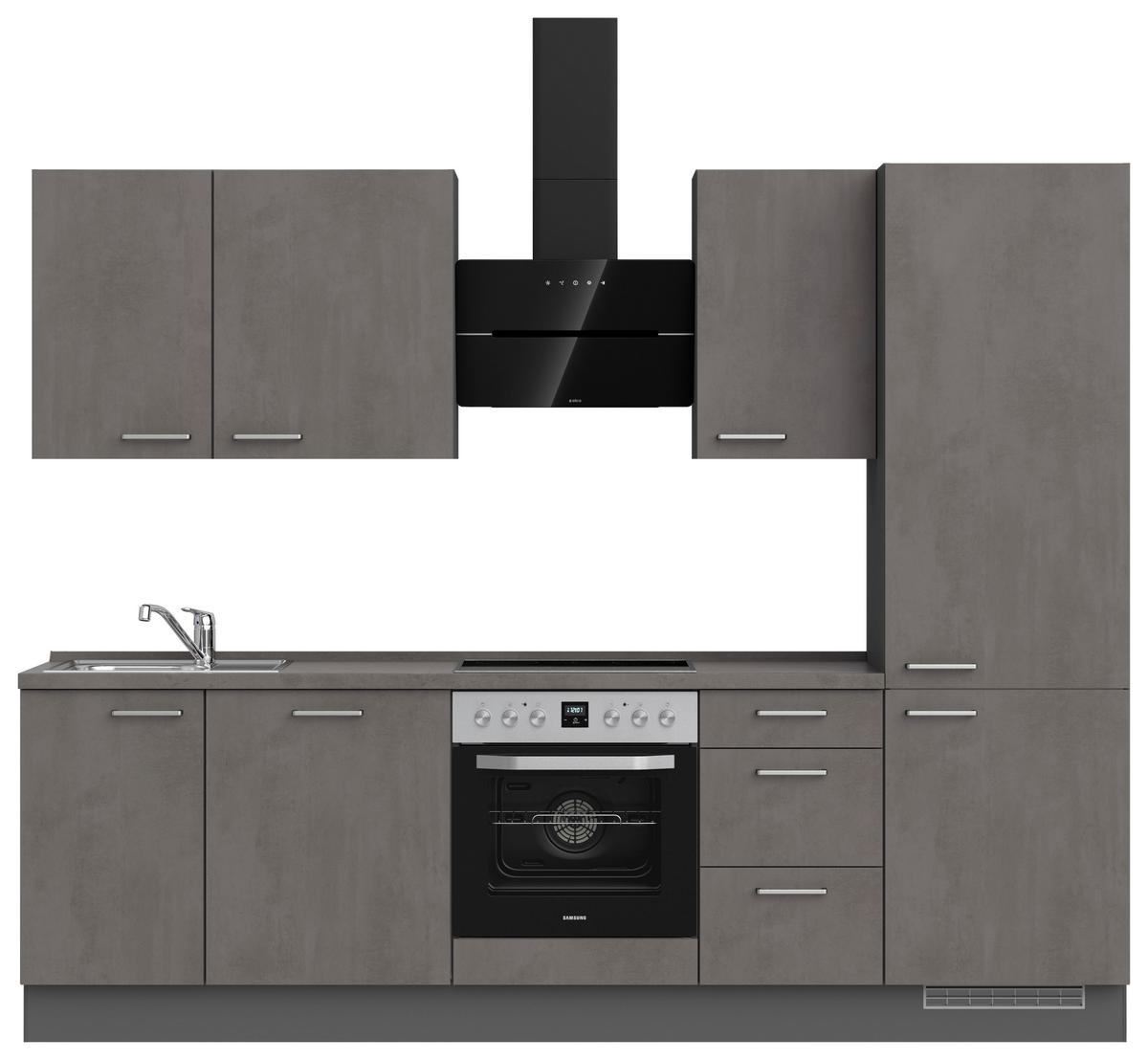 Kuchynská linka 270 cm, bridl.šedý betón/bridl.šedá - farba ušľachtilej ocele/bridlicová, Modern, kov/kompozitné drevo (270cm) - Nobilia