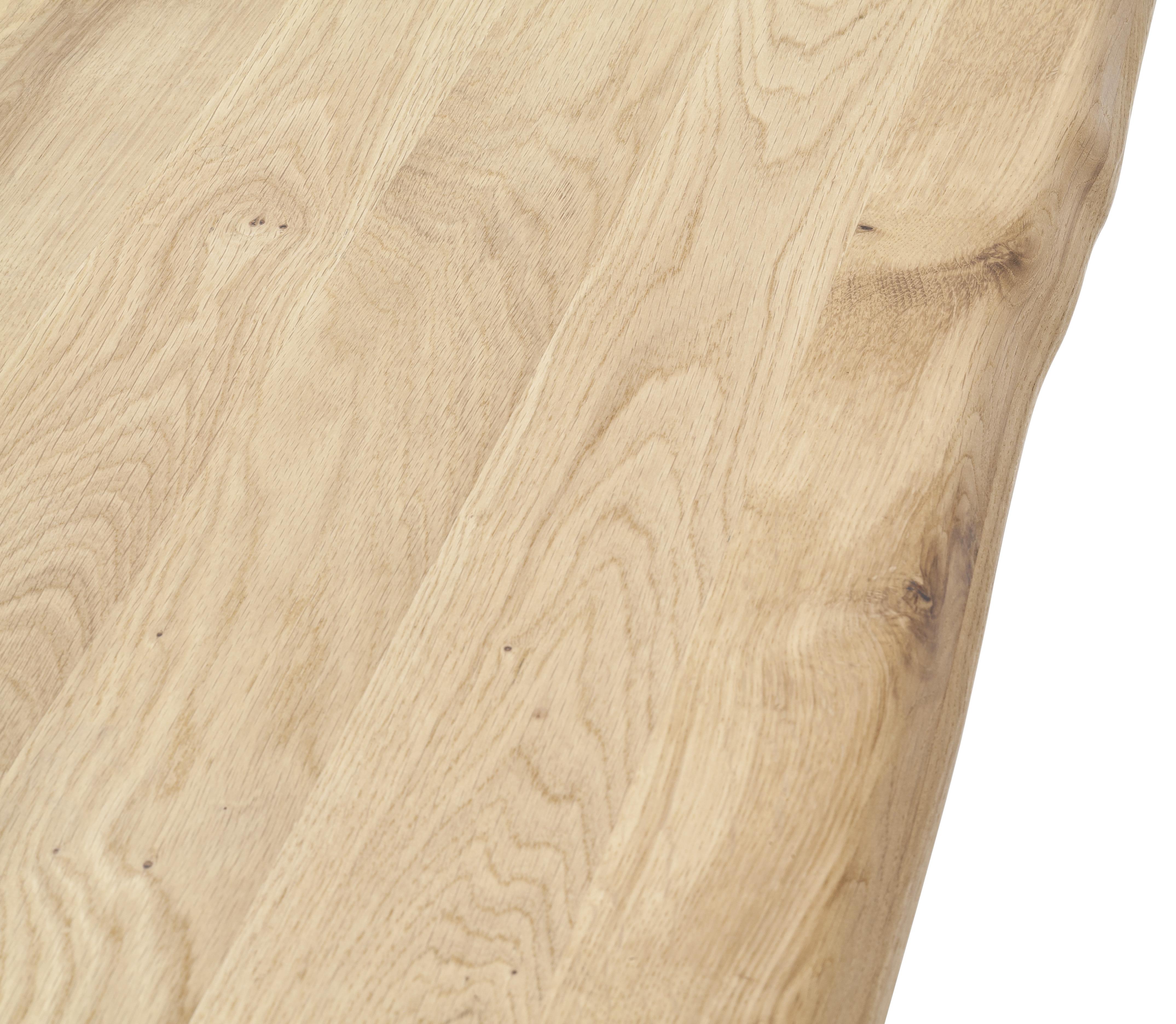 Esstisch Eiche Greta 180x90 cm mit Baumkante - Edelstahlfarben/Eichefarben, Design, Holz/Holzwerkstoff (180/90/77cm) - Livetastic