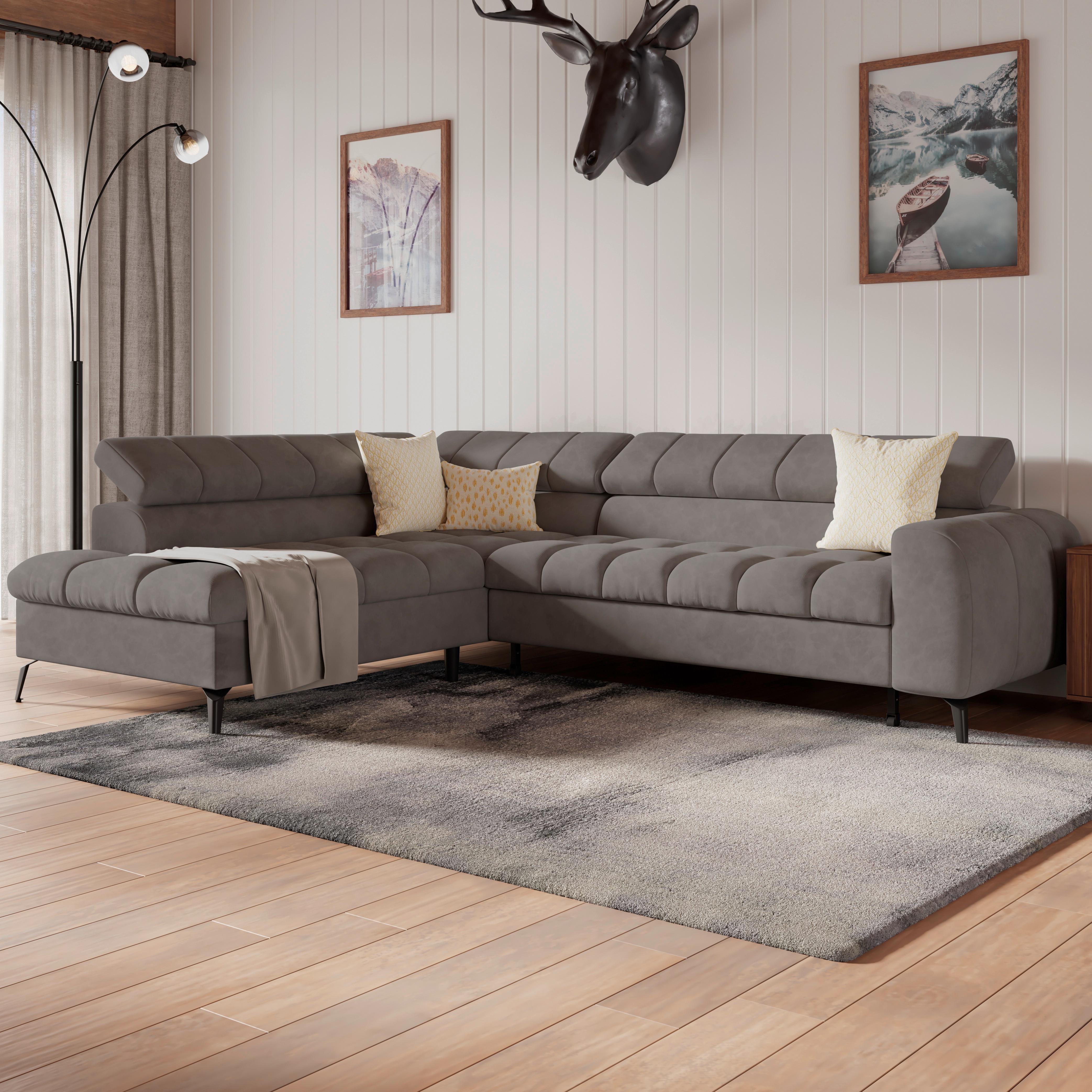 Ecksofa Volf Links New Graphitfarben, S: 203x261 cm - Dunkelgrau/Schwarz, Trend, Kunststoff/Textil (203/261cm)