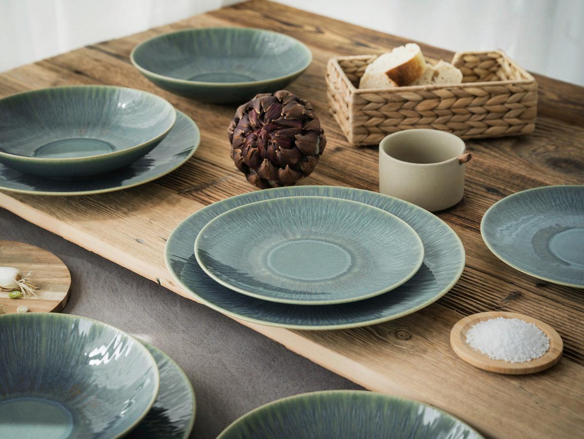 Tafelservice Steingut 4 Personen Geschirr Set - Grün, Basics, Keramik (43/40/37cm) - Creatable