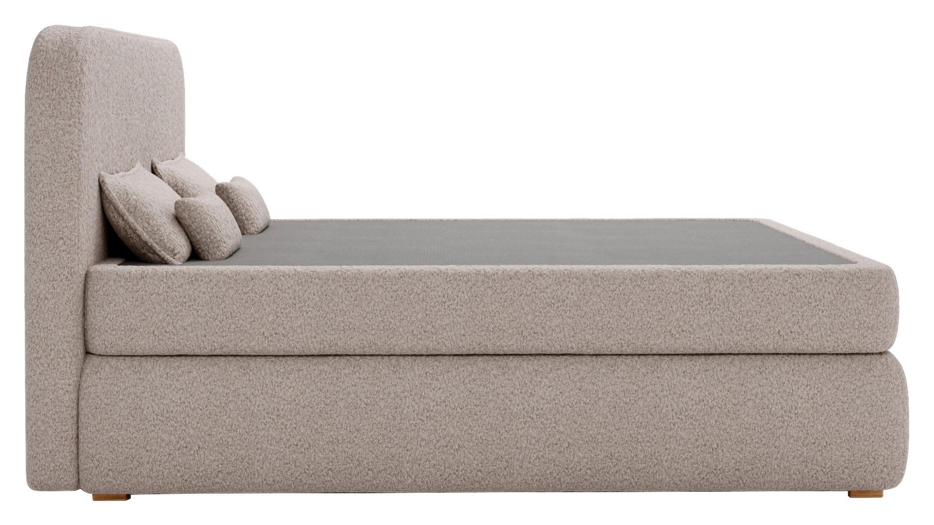 Boxspringbett mit Topper 180x200 Isla - Buchefarben/Braun, Basics, Holz/Holzwerkstoff (180/200cm) - Livetastic