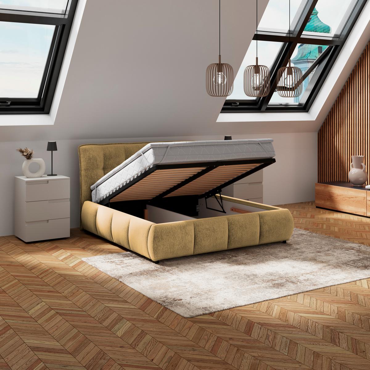 Polsterbett Limo Goldfarben 140x200 Cm - Goldfarben/Schwarz, KONVENTIONELL, Holz/Holzwerkstoff (140/200cm) - James Wood