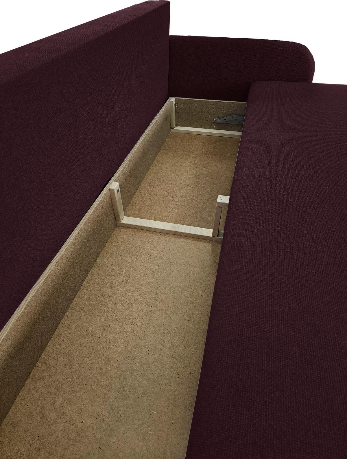 Schlafsofa Mit Bettkasten Vero Aubergine B: 206 Cm - Aubergine/Schwarz, Design, Textil (206/88/93cm) - MID.YOU