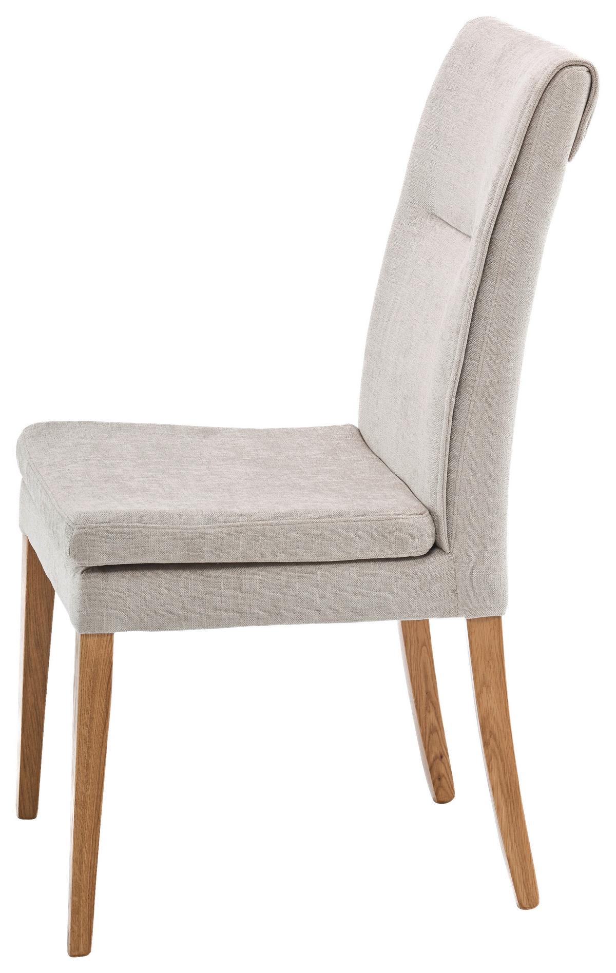 Stuhl Vega 2 Beige Beine Eiche Massiv, B: 61 Cm - Beige/Naturfarben, KONVENTIONELL, Holz/Textil (61/101/65,5cm)