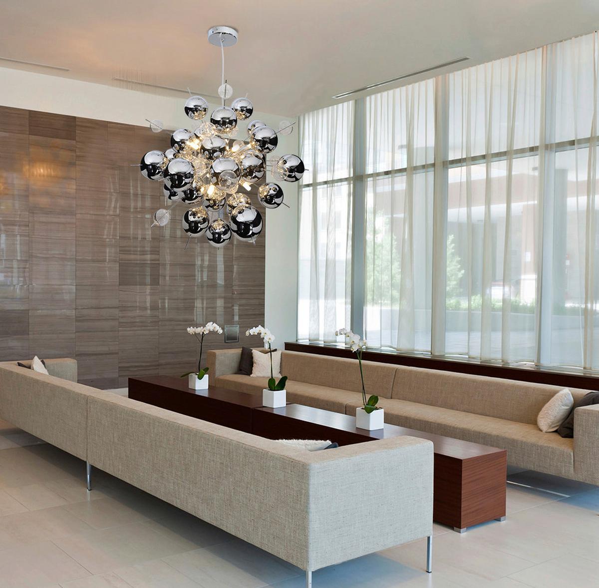 Hängeleuchten Explosion H: 150 Cm 10-Flammig - Klar/Chromfarben, Design, Glas/Metall (65/150cm) - Näve