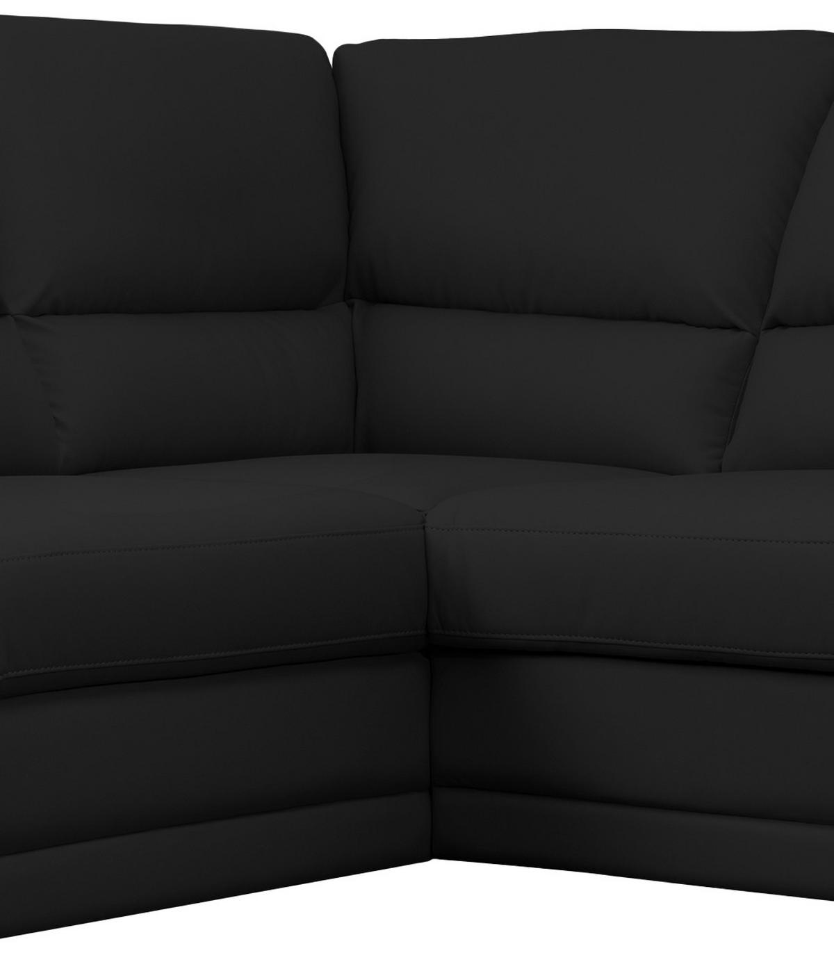 Ecksofa Nebolo Schwarz Lederlook - Schwarz, Design, Textil (225/245cm) - Livetastic