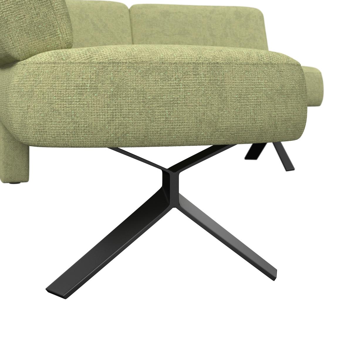 Eckbank olivgrün/Metallbeine Ulmo, S:248x176cm - Schwarz/Olivgrün, MODERN, Textil/Metall (248/176cm)
