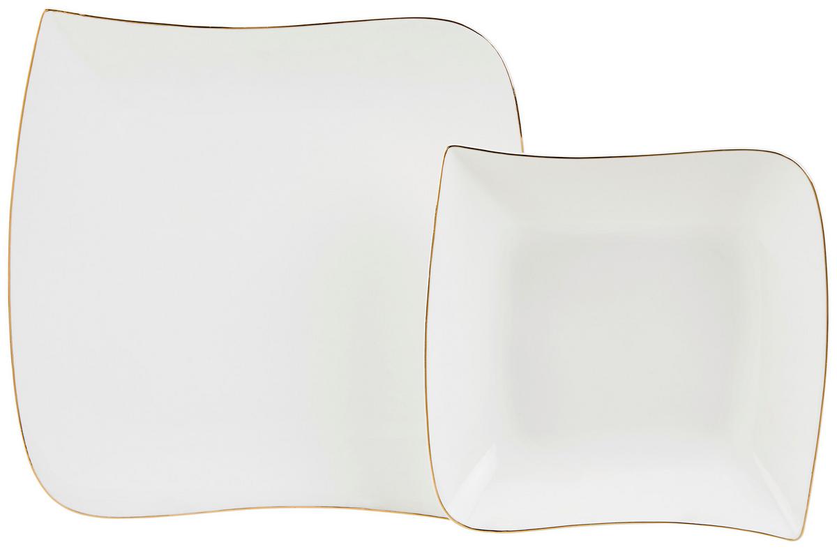 Kombiservice Levinia Porzellan 6 Personen Geschirr Set - Goldfarben/Weiß, ROMANTIK / LANDHAUS, Keramik - James Wood