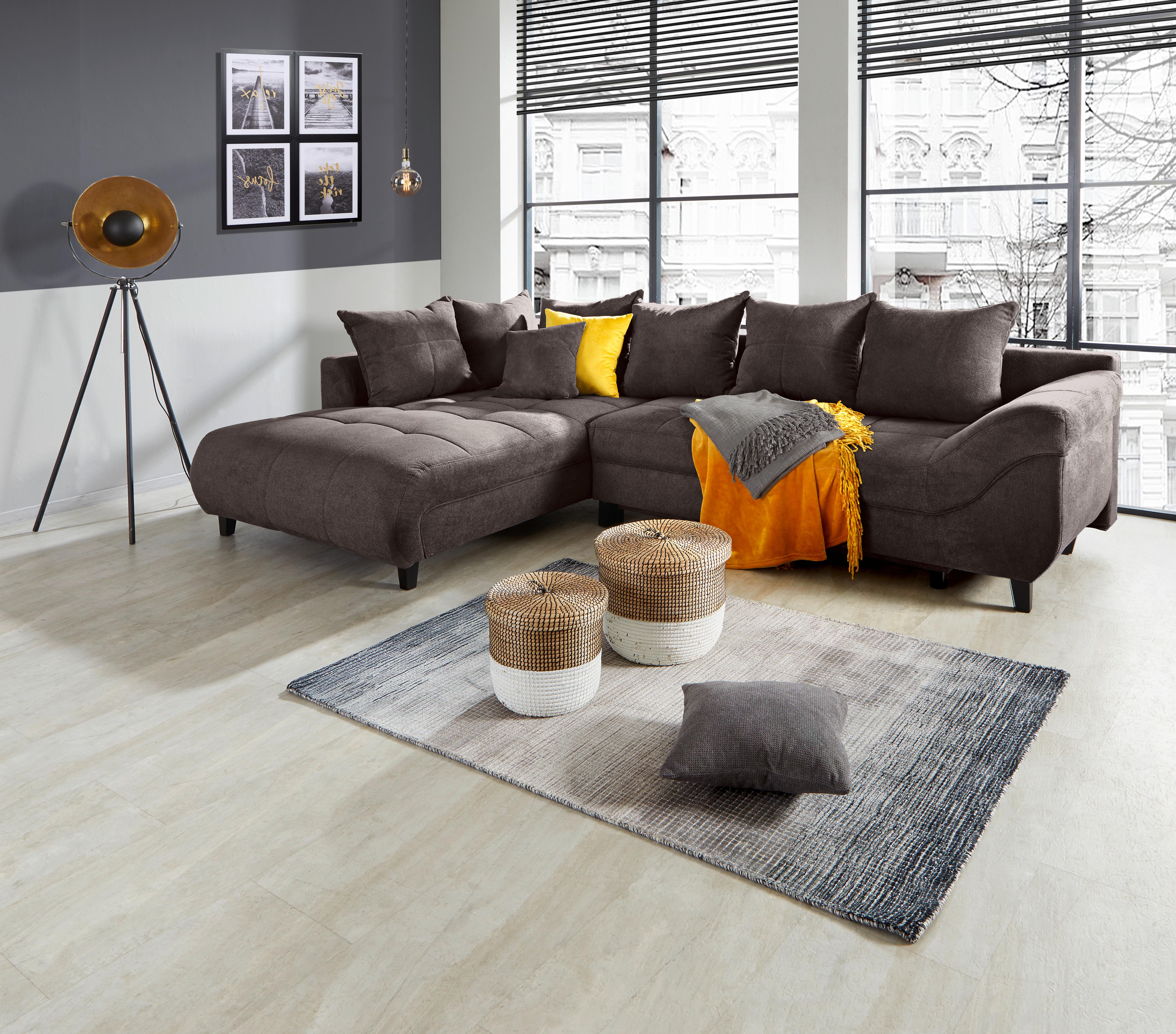 Ecksofa Mendoza - Graubraun/Schwarz, Design, Textil (197/309cm) - Ondega