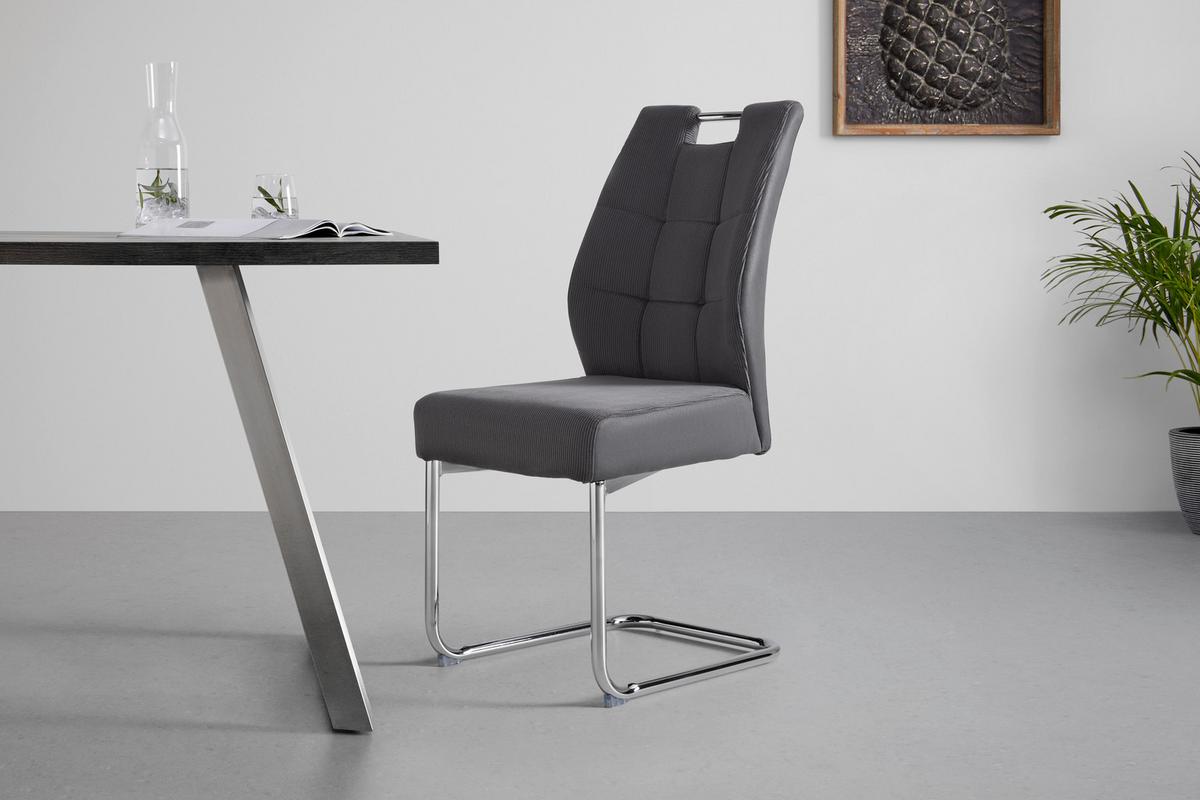 Houpací židle Lea, šedá - sivá/chrómová, Modern, kov/textil (44/97/59cm) - Mömax