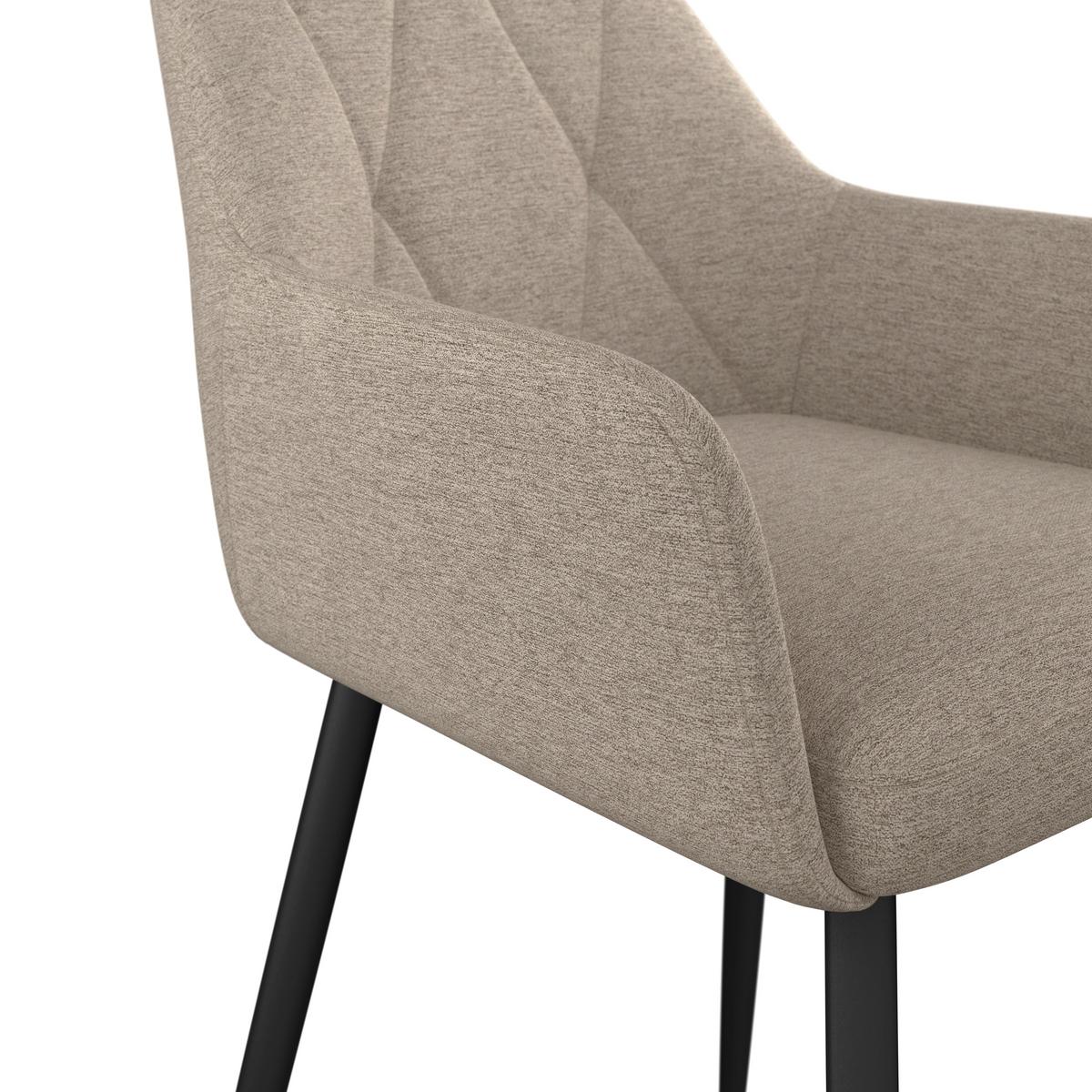Armlehnstuhl Hardy Giga Webstoff beige, B: 57cm - Beige/Schwarz, MODERN, Textil/Metall (57/86/64cm)