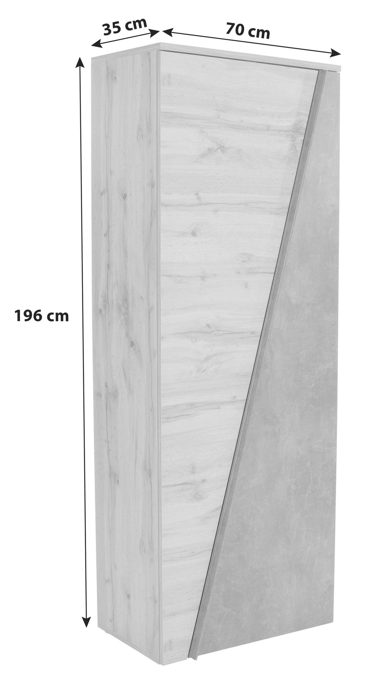 Schuhschrank Venedig Eiche Dekor 2-Türig B: 70 cm - Eichefarben/Dunkelgrau, MODERN, Holzwerkstoff (70/196/35cm)