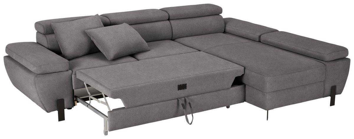Rohová sedačka MILNA, pravá, tmavě šedá - černá/tmavě šedá, Moderní, kov/dřevo (277/189cm) - Mömax