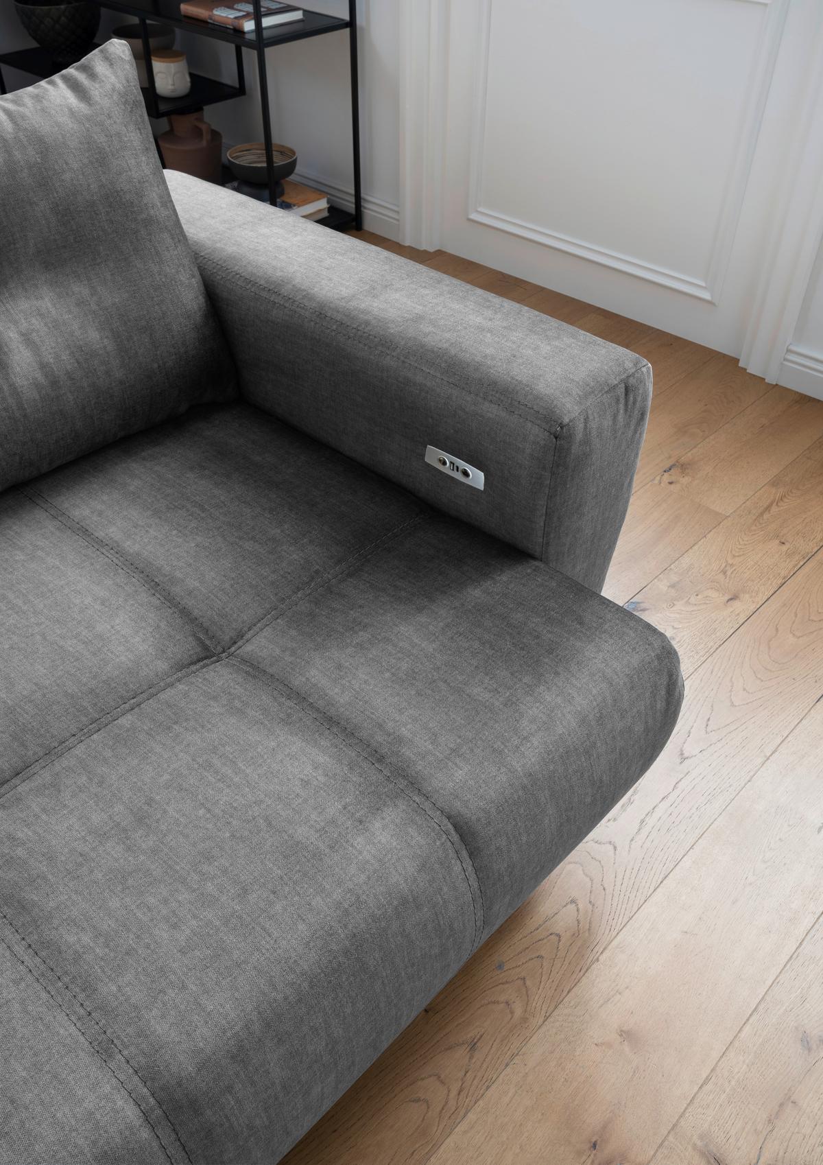 Ecksofa Restato Dunkelgrau S: 177x246 cm - Dunkelgrau/Schwarz, MODERN, Textil (177/246cm) - MID.YOU