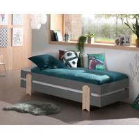 Stapelbett + Lattenrost 90x200 Cm Modulo Kiefer Massiv/grau - Kieferfarben/Grau, MODERN, Holz/Holzwerkstoff (90/200cm) - Vipack