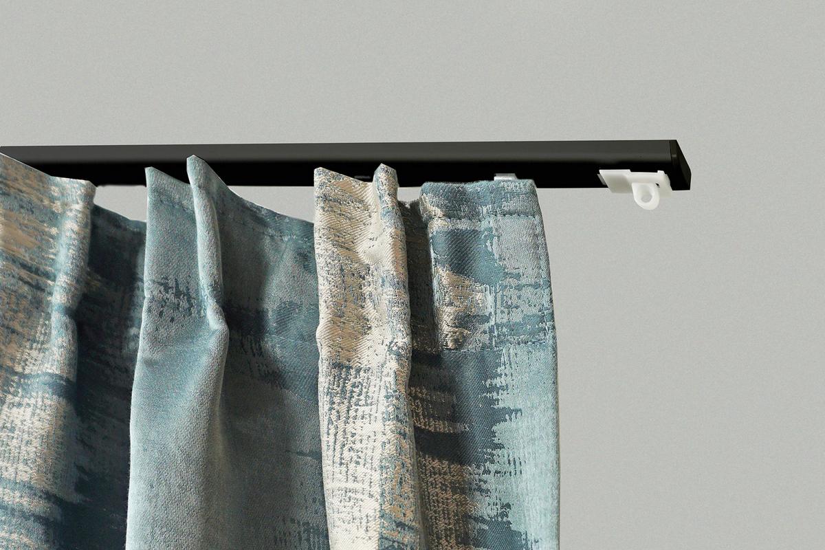 Vorhangschiene 200 cm - Schwarz, KONVENTIONELL, Metall (200cm) - Ondega